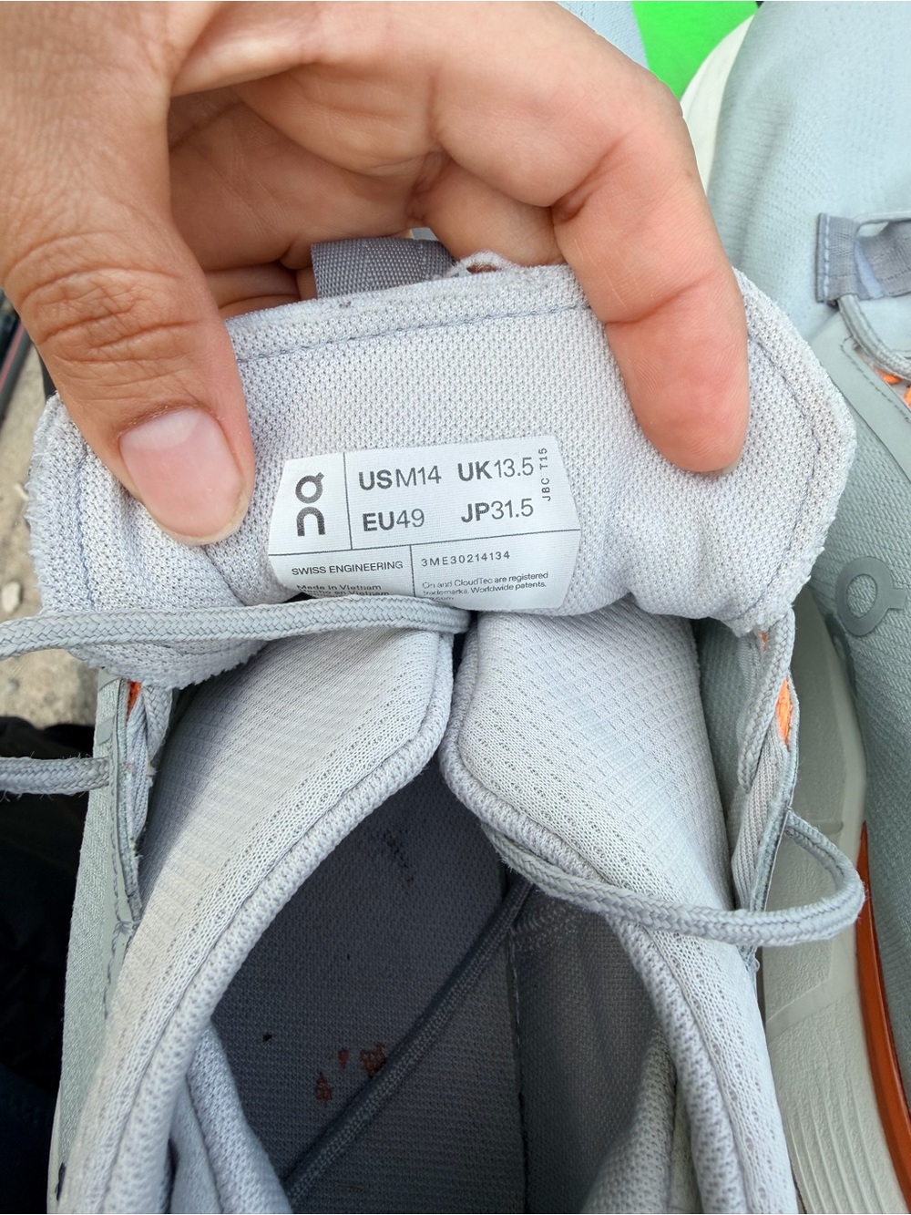 On Running Light Gray Athletic Shoes with Orange Accents - Picture 8 of 8